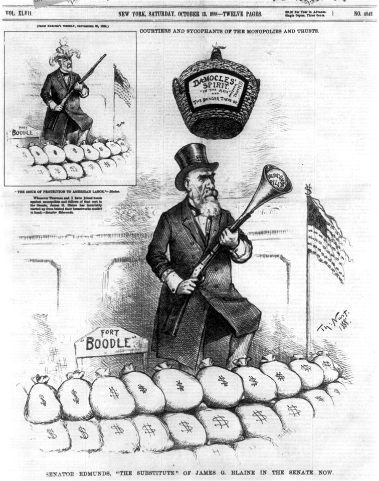 Senator Edmunds, the substitute of James G. Blaine in the Senate now - Th. Nast 1888. LCCN2003665457
