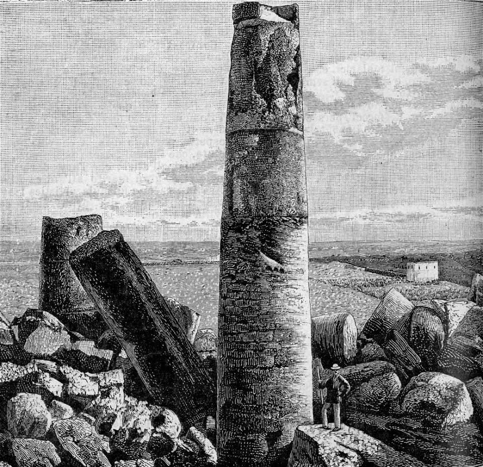Selinunte – Panorama delle rovine del Tempio di Apollo (xilografia)