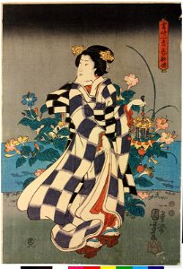 Series- Toji ichimatsu hana no yo suzumi 當時一松花の欣涼 (Modern Chequered Fashions for an Evening Stroll Among the Flowers) (BM 2008,3037.08703)