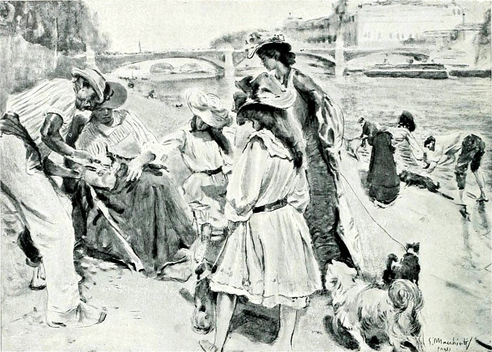 Serafino Macchiati la tosatura dei cani in riva alla Senna a Parigi