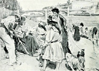 Serafino Macchiati la tosatura dei cani in riva alla Senna a Parigi