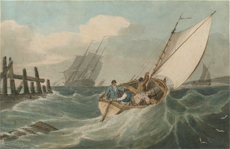 John Thomas Serres - Putting out to sea in a swell. Free illustration for personal and commercial use.