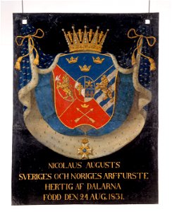 Serafimersköld för prins August av Sverige (1831-1873), ursprungligen upphängd i Riddarholmskyrkan, Stockholm - Livrustkammaren - 56300