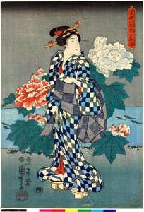 Series- Toji ichimatsu hana no yo suzumi 當時一松花の欣涼 (Modern Chequered Fashions for an Evening Stroll Among the Flowers) (BM 2008,3037.08701)