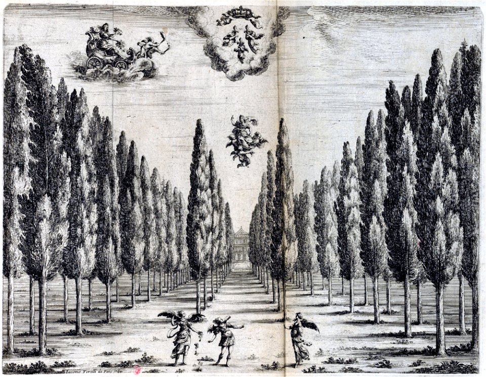 Set design for Sacrati's 'La finta pazza' (Paris, 1645) from 'Scene e machine preparate alle nozze di Teti Balletto reale' – INHA NUM 4 RES 1152 vue 40 Prologue