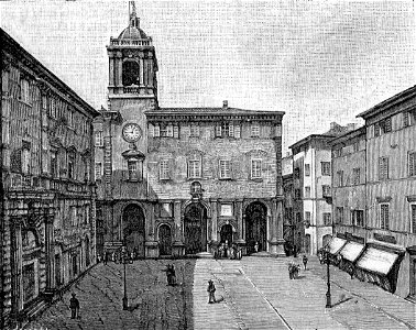 Senigallia – Piazza e palazzo Municipale (xilografia)