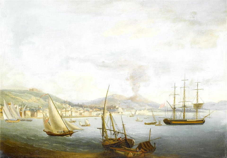 Attrib. to John Thomas Serres - A British merchantman amidst local craft in the Bay of Naples