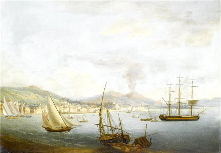Attrib. to John Thomas Serres - A British merchantman amidst local craft in the Bay of Naples