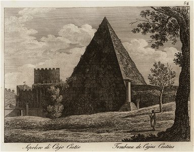 Sepolcro di Caio Cestio - Li Monumenti Piú Celebri Di Roma Antica E Moderna Disegnati Da Vero Ed Incisi Dai Migliori Artisti Rome Presso Po - 1850