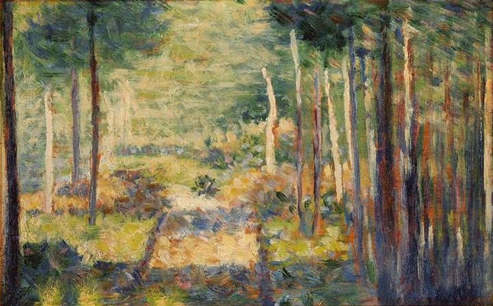 Alley in the Forest Barbizon (Allée en forêt, Barbizon) by Georges Seurat