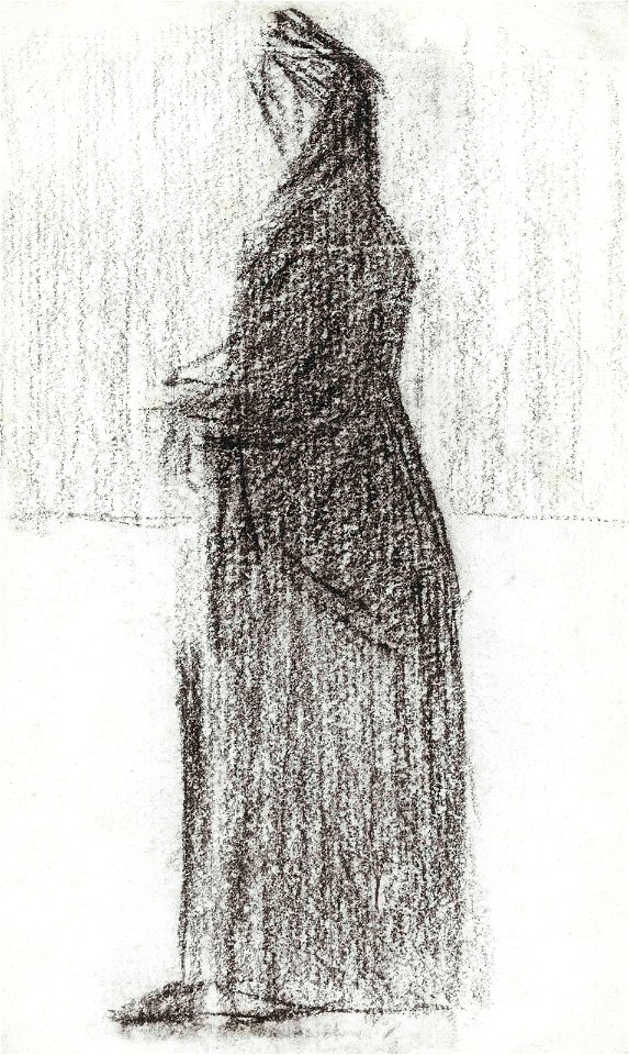 Seurat - Debout, en châle, circa 1881, Hauke 428