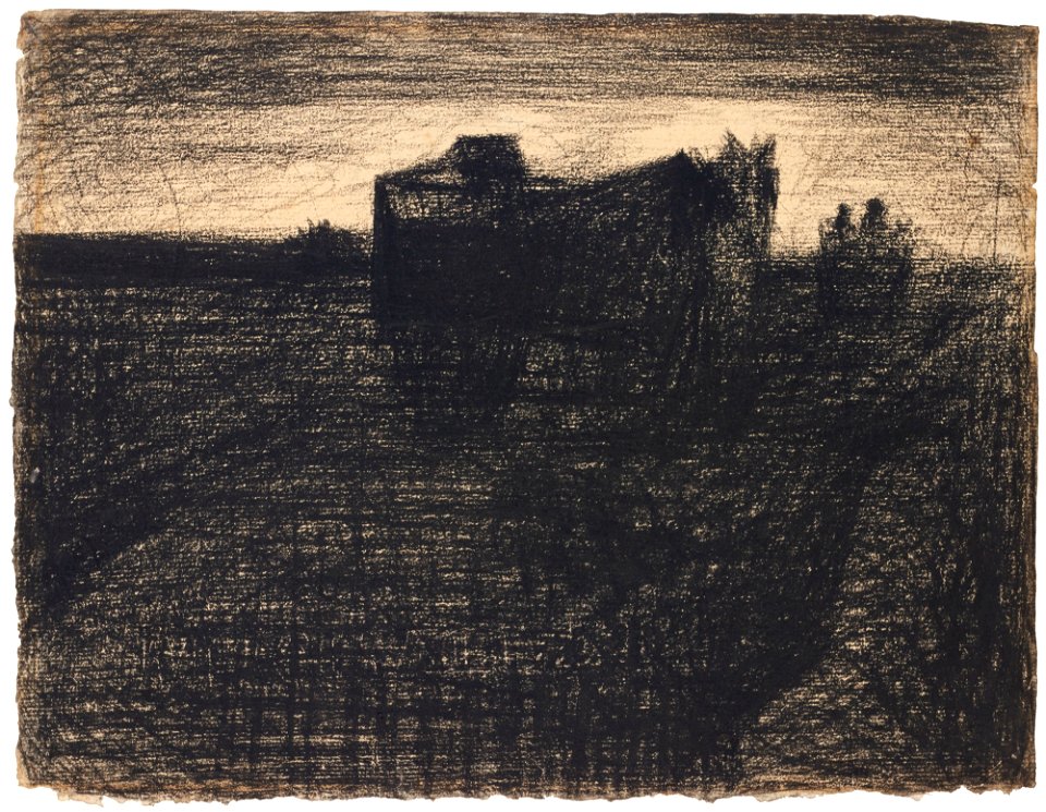 Seurat - LES DEUX CHARRETTES, circa 1883, Hauke 532