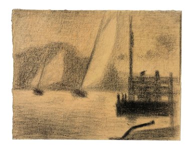 Seurat - Régates (Deux bateaux à voiles), circa 1890, Hauke 704