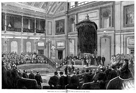 Sesión regia del 2 de enero de 1871, el rey jura la Constitución del Estado