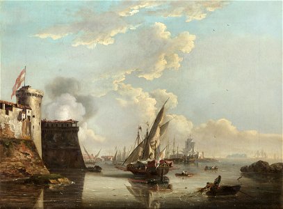 John Thomas Serres - A view of the Old Castle at Leghorn