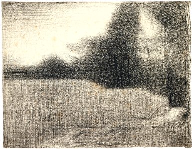 Seurat - BLÉ ET ARBRES (LE CHAMP DE BLÉ) - RECTO, circa 1883, Hauke 551