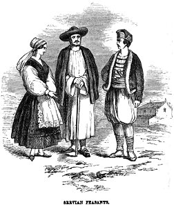 Servian Peasants. Edmund Spencer. Turkey, Russia, the Black Sea, and Circassia.P.78. Free illustration for personal and commercial use.