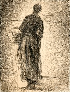 Seurat - LA FEMME AU PANIER, circa 1880-82, Hauke 464