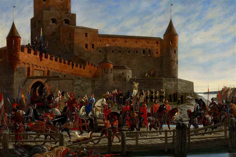 Severin Falkman - Karl Knutson Bonde Leaving Vyborg Castle for the Royal Election in Stockholm 1448