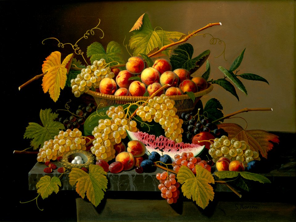 Severin Roesen - Still Life with a Basket of Fruit - 2-1970 - Saint Louis Art Museum