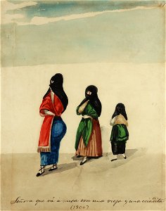Señora que vá a misa con una vieja y una criadita (1800)