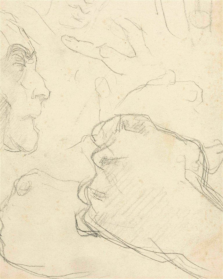 Seurat - Un profil d'homme, deux poings, des doigts, circa 1880, Hauke 351