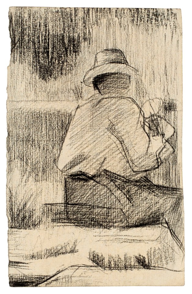 Seurat - Le Peintre à la palette (recto); Buste d'homme (verso), circa 1881, Hauke 434