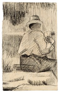 Seurat - Le Peintre à la palette (recto); Buste d'homme (verso), circa 1881, Hauke 434