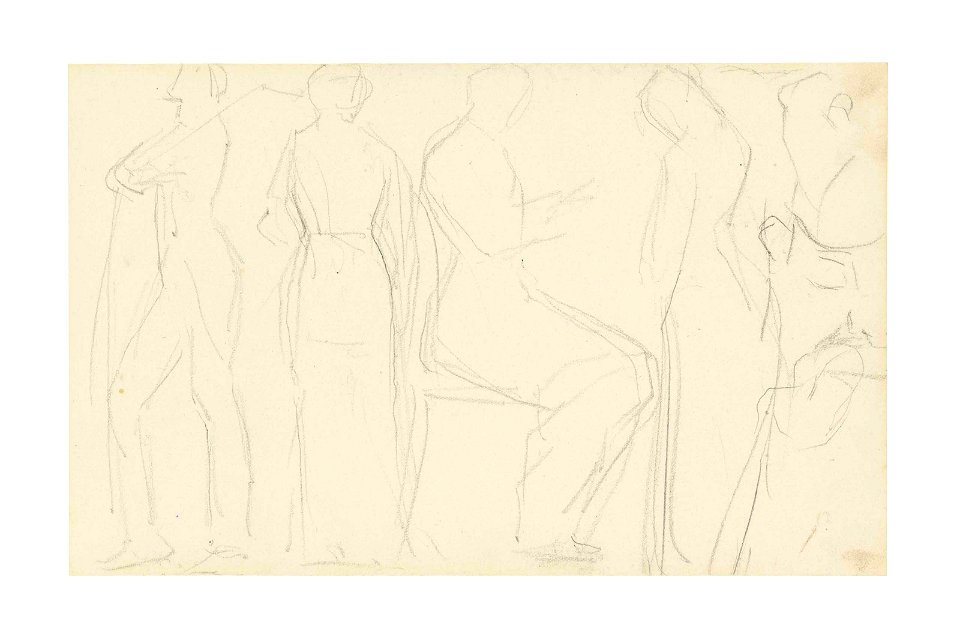 Seurat - Quatre personnages, un assis, circa 1880, Hauke 344