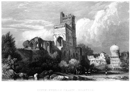 Seven-Storied Palace, Bejapore engraving by William Miller after S Prout