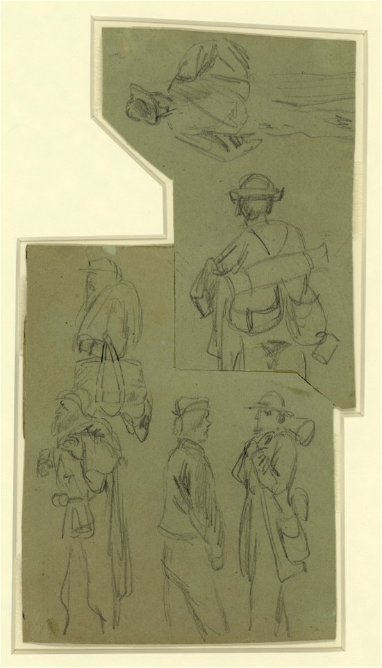 Seven sketches of soldiers and how they carry their packs LCCN2004660017