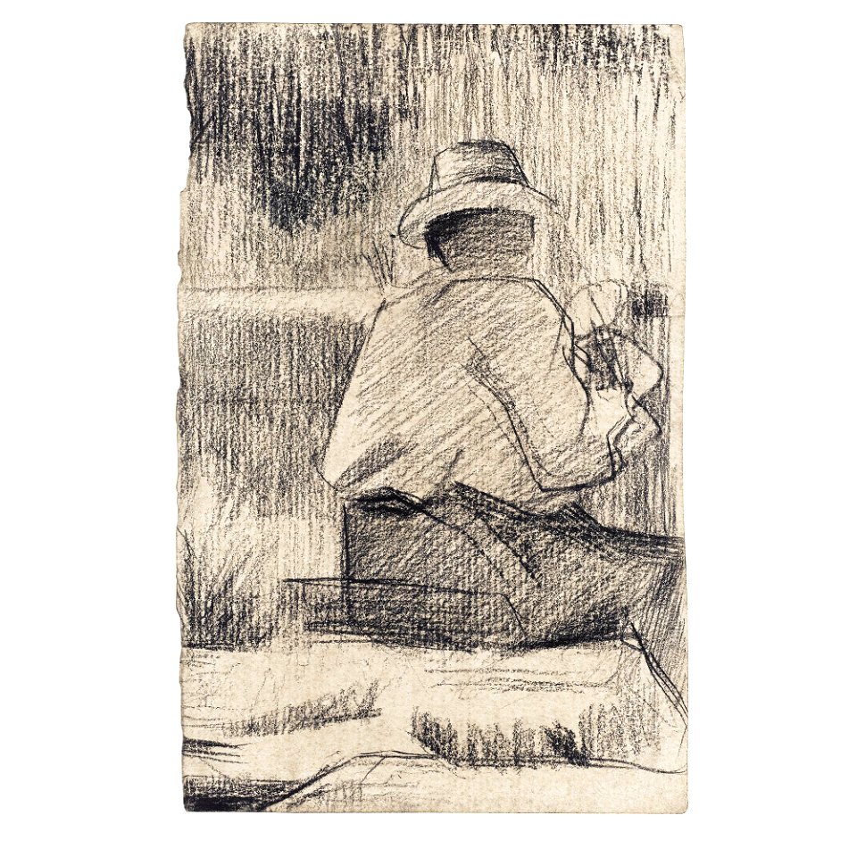 Seurat - ASSIS - RECTO BUSTE D'HOMME - VERSO, vers 1881, Hauke 434
