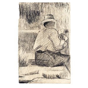 Seurat - ASSIS - RECTO BUSTE D'HOMME - VERSO, vers 1881, Hauke 434