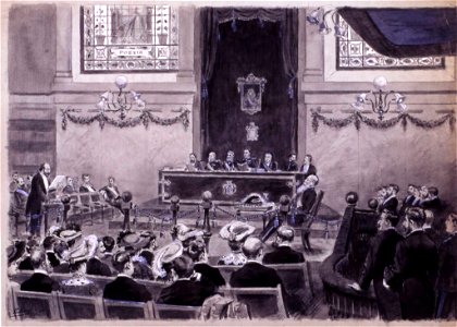 Sesión en la Academia, 15.3.1904, RABASF, painting by Mariano Pedrero