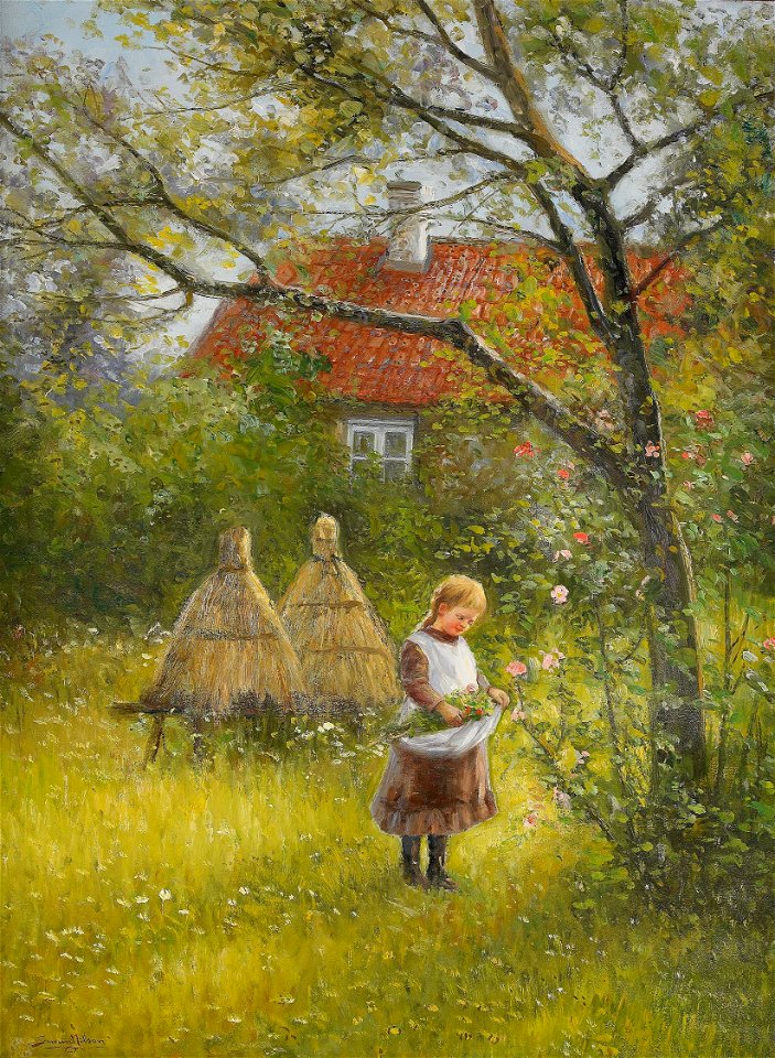 Severin Nilsson-Lillan i trädgården