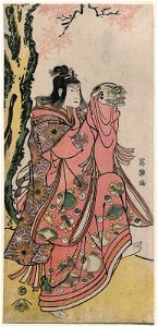 Sharaku (1794) Nakayama Tomisaburō I as a kamuro performing a Lion Dance (left side of an incomplete diptych)