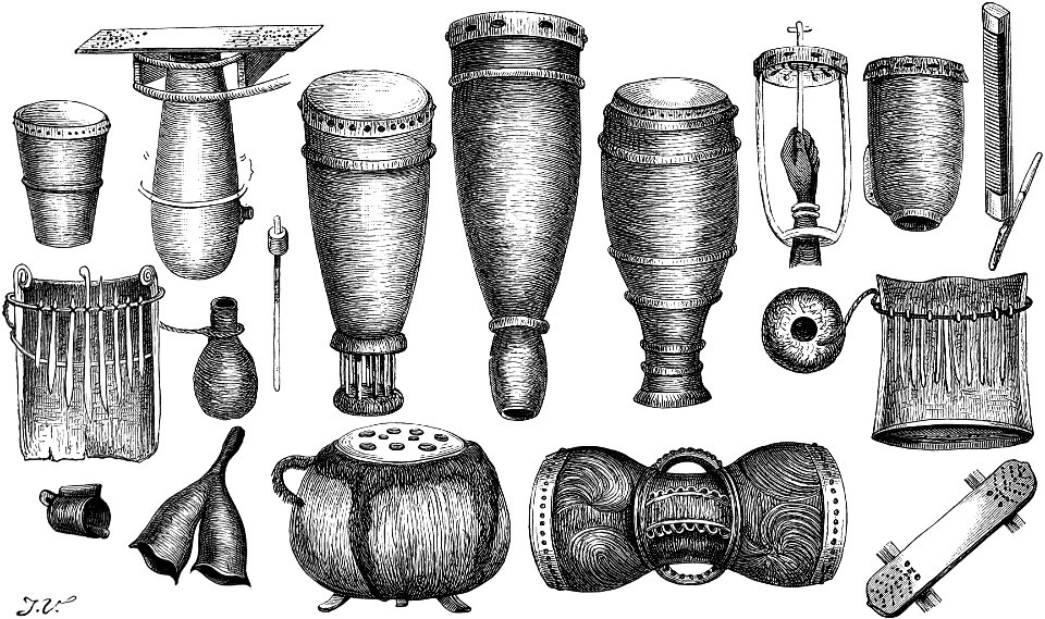 Seven Years in South Africa, page 147, musical instruments of the Marutse