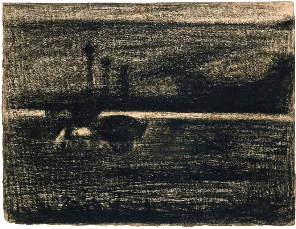 Seurat - LE TOMBEREAU AU CHEVAL BROUTANT, circa 1883, Hauke 529