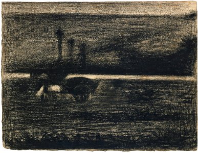 Seurat - LE TOMBEREAU AU CHEVAL BROUTANT, circa 1883, Hauke 529