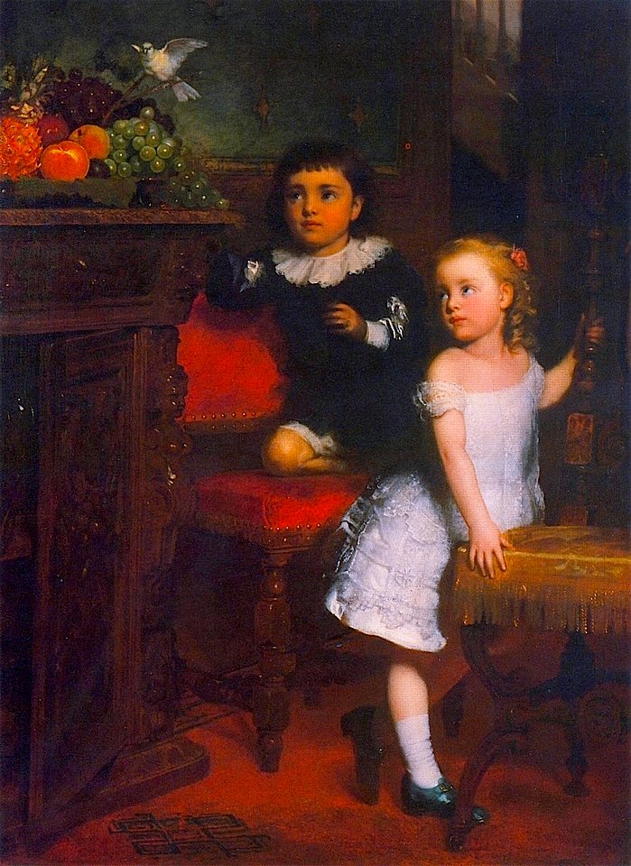Seymour Joseph Guy, 1877 - Two children watching the white dove