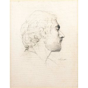 Seurat - TÊTE D'HOMME PROFILÉE À DROITE, vers 1877, Hauke 307