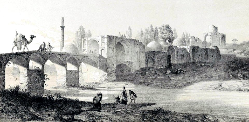 Shaherestan village , near Isfahan 1 by Eugène Flandin