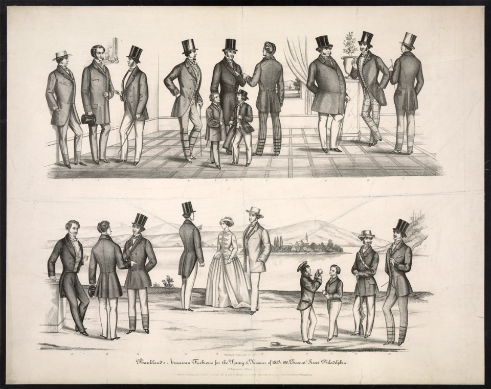 Shankland's American fashions for spring & summer of 1853, 100, Chesnut (sic) St. Philadelphia - P.S. Duval & Co. Steam lith. Press, Phila. ; A. Biegemann, colorist. LCCN2011645613