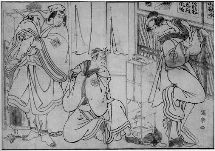 Sharaku (c. 1794–95) Ichikawa Monnosuke II, Matsumoto Kōshirō IV, and Iwai Hanshirō IV