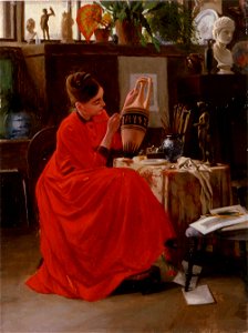 Severin Falkman - Interior with Vase Painter - A IV 2774 - Finnish National Gallery