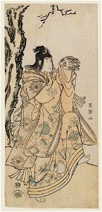 Sharaku (1794) Nakayama Tomisaburō I as a kamuro performing a Lion Dance