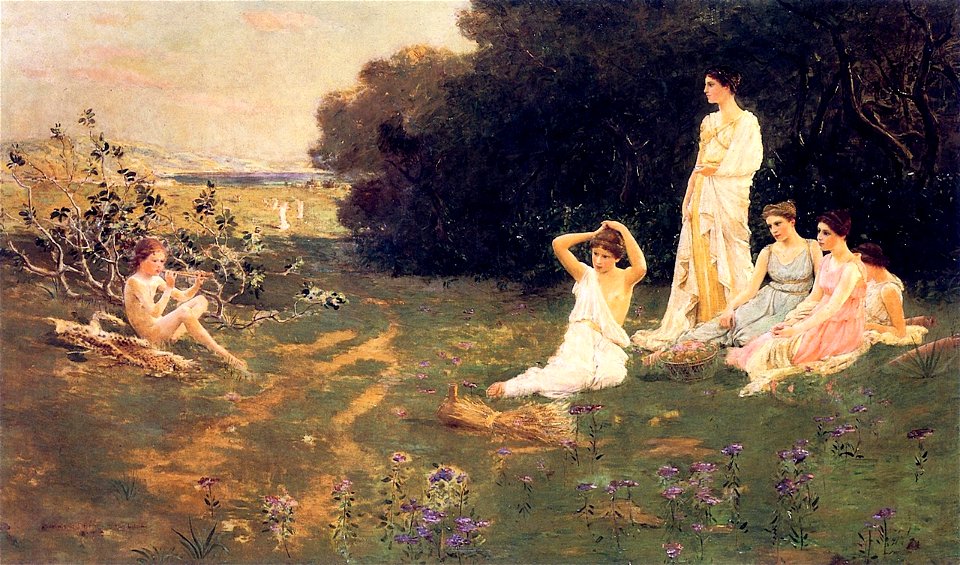 Amanda Brewster Sewell, An Arcadian Melody, 1890 Free Stock