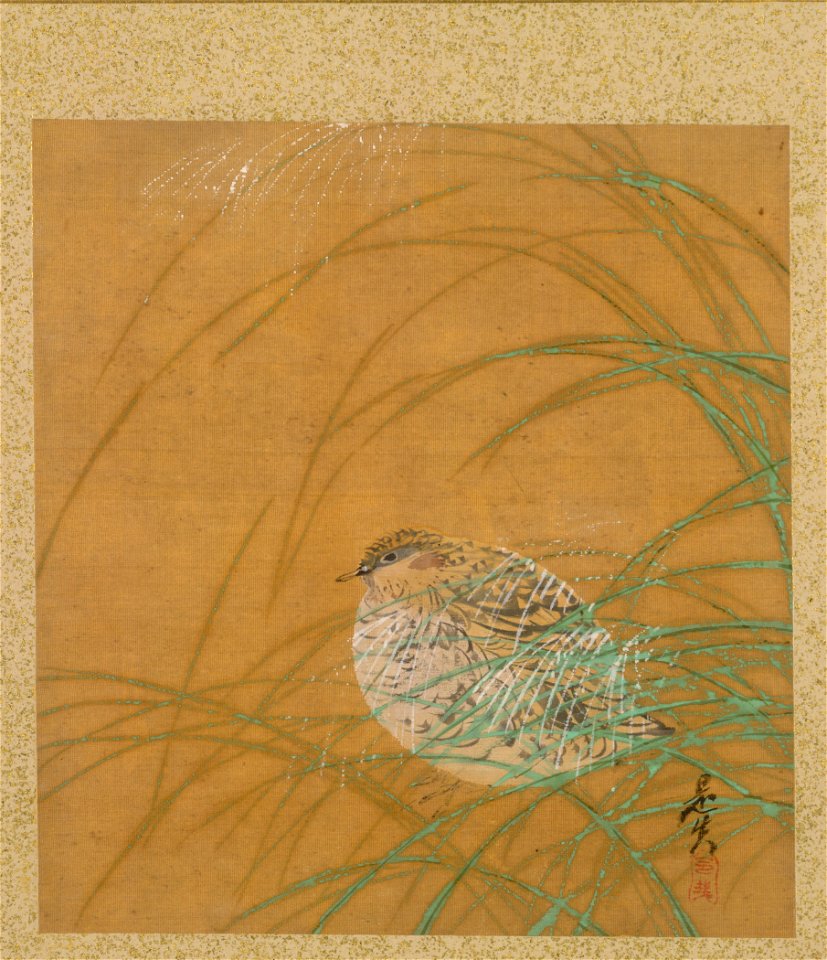 Shibata Zeshin - Leaf from Album of Seasonal Themes, Shoreline with Birds - 1990.130.e - Cleveland Museum of Art