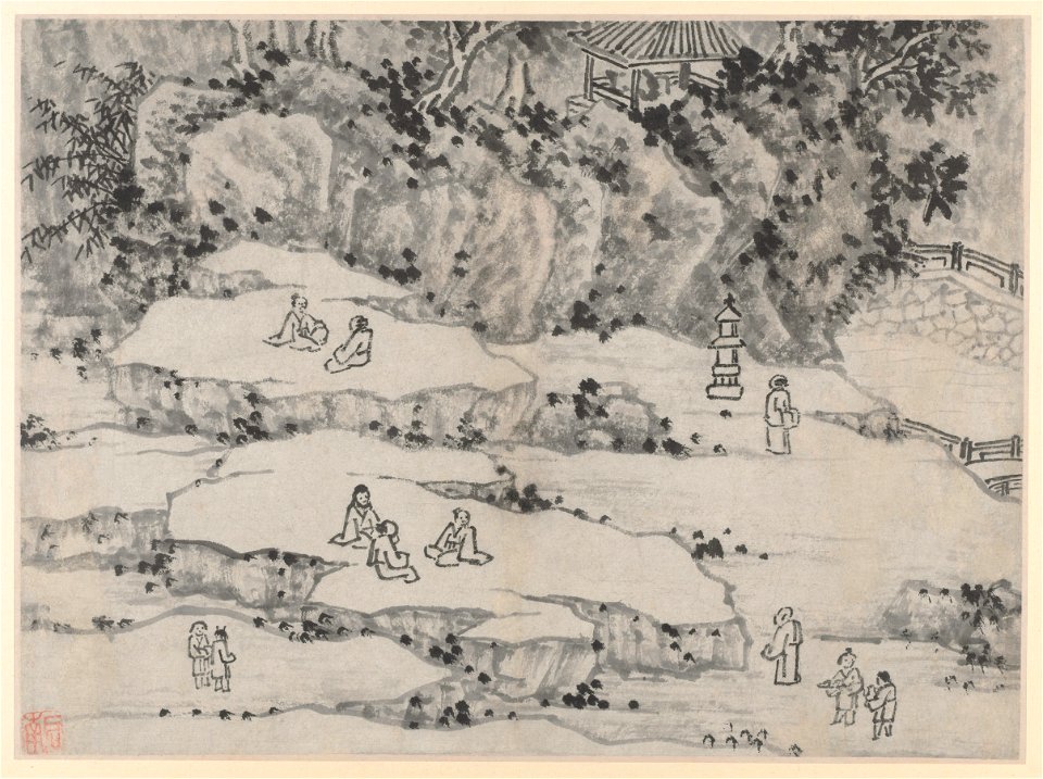 Shen Zhou - Twelve Views of Tiger Hill, Suzhou, The Nodding Stone Terrace, Tiger Hill, and the Thousand-Man Seat - 1964.371.5 - Cleveland Museum of Art