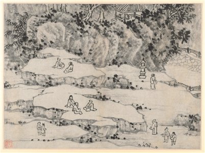 Shen Zhou - Twelve Views of Tiger Hill, Suzhou, The Nodding Stone Terrace, Tiger Hill, and the Thousand-Man Seat - 1964.371.5 - Cleveland Museum of Art